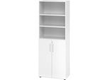 Kombischrank Breno, 6OH, Schrank- und Regalelement, abschließbar, B 800 x T 420 x H 2156 mm, Spanplatte, weiß/weiß