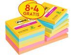 Sparpaket Post-it® Haftnotizen Super Sticky Notes 654-SS-CARN-P8+4, 76 x 76 mm, wiederablösbar, cellophanfrei verpackt, farbig, 8 Blöcke á 90 Blatt+ 4 Blöcke GRATIS