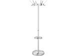 Kerkmann Garderobenständer Public, 18 Haken, Schirmhalter, drehbare Krone, H 1750 x Ø 500 mm, Stahl, alusilber