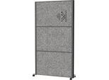 MAUL Stellwandsystem MAULconnecto UpLight, 3x Akustikvlies dunkel, LED-Beleuchtung, Klettverbindung, auf Rollen, H 1800 x B 1000 mm, anthrazit