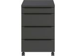 Rollcontainer, 4 Schubladen inkl. Utensilienfach, B 420 x T 600 x H 630 mm, graphit