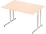 Schäfer Shop Select Schreibtisch COMBITEC, Rechteck, C-Fuß, B 1200 x T 800 x H 677-817 mm, Ahorn/weißaluminium