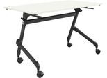 Schäfer Shop Select Klapptisch mit Rollen, Rechteck, Vierkantrohr, B 1200 x T 600 x H 720 mm, weiß/schwarz