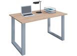 Schreibtisch, rechteckig, Bügelfuß, B 1100 x T 800 x H 760 mm, Sonoma Eiche/silber