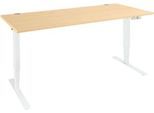 Schäfer Shop Genius Schreibtisch AERO FLEX, elektrisch höhenverstellbar, Rechteck, T-Fuß, B 1800 mm, Ahorn/weiß + Memorypanel