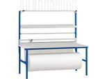 Rocholz Komplett-Packtisch I, inkl. Abrollvorrichtung und Schneidsystem, Arbeitsplatte B 2000 x T 800 mm, bis 100 kg