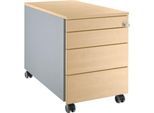 Schäfer Shop Select Rollcontainer 1233, mit Griffnut, B 435 x H 567 mm, weißalu/weißalu/Ahorn-Dekor