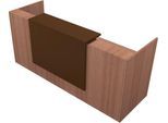 Theke Spezia, gerade, B 2460 x T 880 x H 1130 mm, Nuss Canaletto-Dekor/Leder brau