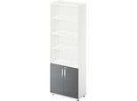 Schäfer Shop Select Kombischrank LOGIN, oben 4 Regale, unten 2 Ordnerhöhen mit Türen, B 800 x T 420 x H 2240 mm, weiß/graphit