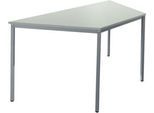 Schäfer Shop Pure Stahlrohrtisch, Trapez, Quadratrohrfuß, B 1600 x T 800 x H 720 mm, lichtgrau/weißaluminium
