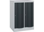 C+P Garderobenschrank Resisto, 2 Abteile, 2 Fächer, B 772 x T 640 x H 1077 mm, Lichtgrau/Anthrazitgrau