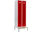 Schäfer Shop Select Kleiderspind, mit Sitzbank, 2 Abteile, 300 mm, Drehriegelverschluss, Tür rubinrot