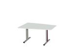 Schäfer Shop Select Besprechungstisch MODENA Basic, Tonne, T-Fuß, B 1400 x T 1000 x H 717 mm, lichtgrau/weißaluminium RAL 9006