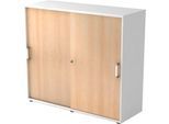 Schiebetürenschrank TARVIS, 3 Ordnerhöhen, B 1200 x T 400 x H 1100 mm, abschließ- & stapelbar, weiß/Eiche-Dekor