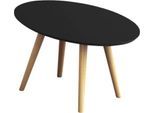 Beistelltisch SCANDI, oval, 4-Fuß Gestell aus Massivholz, B 650 x T 400 x H 350 mm, schwarz/Buche