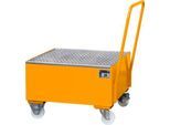 Stahl-Auffangwanne mit Rollen+Griff, 800 x 800 mm, orange RAL 2000