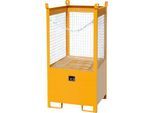 Fass-Stapelpalette Bauer FSP-1 D, Drahtgitter-Wände, Kapazität 1 x 200 l Fass, orange