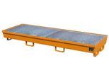 Auffangwanne BAUER AM-4/B, mit Gitterrost, Stahl, 233 l, B 2400 x T 800 x H 285 mm, orange