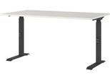 Schreibtisch Agenda, mechanisch höhenverstellbar, B 1400 x T 800 x H 680-910 mm, Lichtgrau/Schwarz