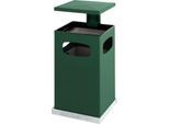 Ascher-Papierkorb mit abnehmbarem Dach, 70 Liter, B 395 x T 395 x H 910 mm moosgrün RAL 6005