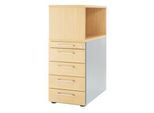 Schäfer Shop Genius Standcontainer mit Aufsatzregal, abschließbar, eckiger Griff, ahorn