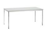 Konferenztisch, bis 6 Personen, Rechteck, 4-Fuß Quadratrohr, B 1600 x T 800 x H 720 mm, lichtgrau/chromsilber