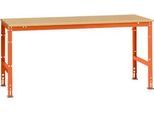 Manuflex Arbeitstisch UNIVERSAL Standard, 2000 x 1000 mm, Multiplex natur, rotorange