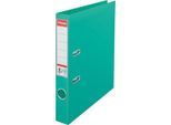 Ordner Esselte® No. 1, A4, Rückenbreite 50 mm, für ca. 350 Blatt, Hebelmechanik, Rückenschild, Griffloch & Raumsparschlitze, FSC®-Karton, hellgrün