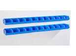 Einhängeleisten Schäfer Shop Select, 2 Stück, mit 22 Sichtlagerkästen SSI Schäfer Serie PROFI LF 211, inkl. Befestigungsmaterial, L 1135 x B 68 x T 2 mm, Stahlblech, verzinkt