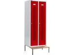 Schäfer Shop Select Kleiderspind, mit Sitzbank, 2 Abteile, 400 mm, Drehriegelverschluss, Tür rubinrot