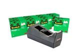 Scotch™ Schreibtisch-Klebebandabroller C38 , Schwarz + Scotch® Magic™ Unsichtbares Klebeband, 19 mm x 33 m, inkl. 12 Rollen