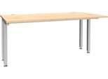 Schäfer Shop Genius Schreibtisch MODENA FLEX, 4-Fuß-Quadratrohr, verkürzte Seitenteile, B 1600 mm, ahorn