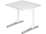 Schreibtisch TOPAS LINE, manuell höheneinstellbar, B 800 mm, weiß/weiß/alu poliert