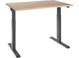 Schäfer Shop Select Schreibtisch ERGO-T 2.0, elektrisch höhenverstellbar, Rechteck, T-Fuß, B 1200 x T 800 x H 715-1205 mm, Eiche/anthrazit