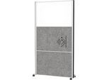 MAUL Stellwandsystem MAULconnecto, 2x Akustikvlies dunkel, 1x Whiteboard, Klettverbindung, auf Rollen, H 1800 x B 1000 mm, silber