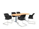 Schäfer Shop Select Besprechungstisch Planova Basic, Oval, T-Fuß, B 2000 x T 1000 x H 717 mm, Buche/weißaluminium RAL 9006