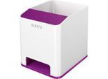 Stiftehalter Leitz WOW Sound, 1 Fach, Smartphone-Fach mit Soundverstärkung, weiß/violett