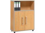 Schäfer Shop Select Kombischrank Moxxo IQ, Holz, 2 Flügeltüren, 1 offenes Fach, 3 OH, B 801 x T 362 x H 1115 mm, Buche-Dekor