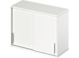 Schäfer Shop Genius Aufsatz-Schiebetürenschrank TETRIS WOOD, 2 OH, B 1000 mm, Höhe inkl. Gleiter, weiß