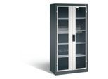 C+P Akkuladeschrank Basic mit Sichtfenster aus Acrylglas, H 1950 x B 930 x T 500 mm, Anthrazit/Lichtgrau