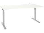 Schreibtisch ERGO-T 2.0, Freiform, Ansatz rechts, T-Fuß, B 1800 x T 1000/800 x H 675-895 mm, weiß/weißalu