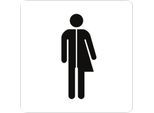 moedel Piktogramm Hinweisschild „WC Unisex/Divers“, selbstklebend, L 160 x B 160 mm, Folie, schwarz-weiß