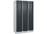 C+P Garderobenspind Resisto, 3 Abteile, 6 Fächer, B 1148 x T 640 x H 1950 mm, Lichtgrau/Anthrazitgrau