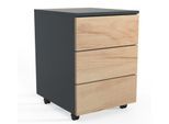 Rollcontainer Dalosa, 3 grifflose Schübe, B 390 x T 450 x H 550 mm, Holz, anthrazit/Honig-Eiche