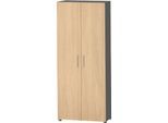 Schäfer Shop Select Schrank Start Off, 6 OH, abschließbar, B 800 x T 420 x H 2240 mm, Holz, graphit/ahorn