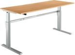 Schreibtisch Standard, elektrisch höhenverstellbar, Rechteck, C-Fuß, B 1800 x T 800 x H 725-1185 mm, Buche/weißaluminium RAL 9006