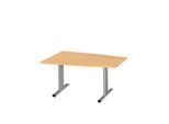 Schäfer Shop Select Besprechungstisch MODENA Basic, Tonne, T-Fuß, B 1400 x T 1000 x H 717 mm, Buche/weißaluminium RAL 9006