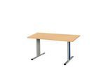 Schäfer Shop Select Besprechungstisch Planova Basic, Rechteck, T-Fuß, B 1400 x T 800 x H 717 mm, Buche/weißaluminium RAL 9006