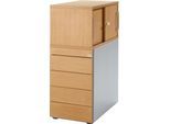 Schäfer Shop Genius Standcontainer mit Aufsatzschrank inkl. Schiebetür, komplett abschließbar, seitliche Griffnut, Buche