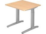 Schreibtisch TOPAS LINE, manuell höheneinstellbar, B 800 mm, Ahorn/silber/silber